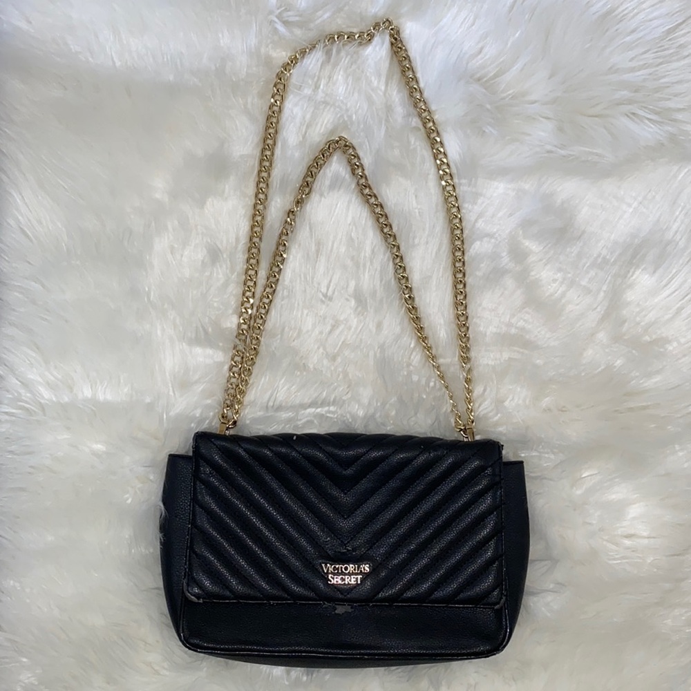Victoria’s Secret Black and Gold Chain Crossbody Purse